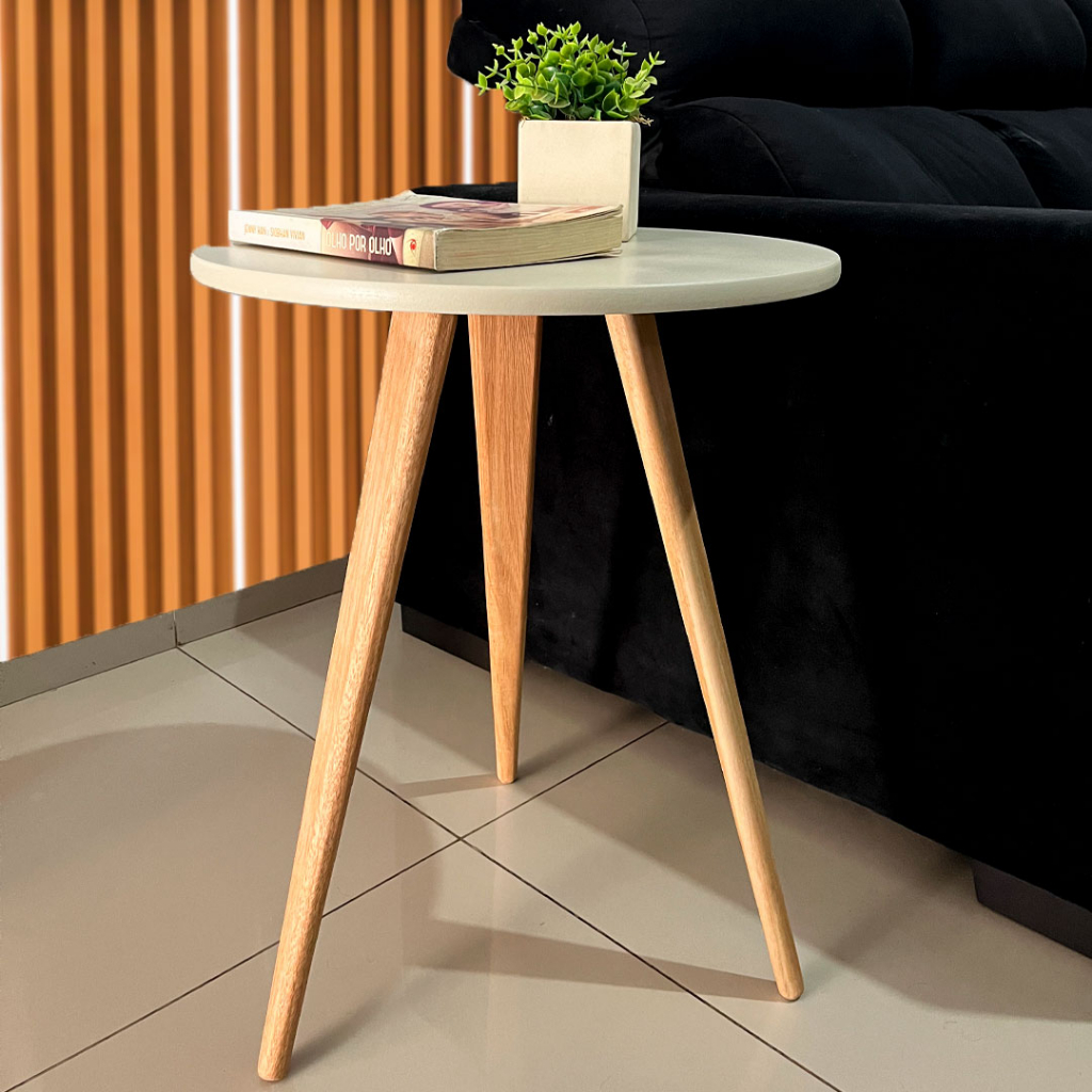 Mesa Mesinha Apoio Retro Canto Centro Decoração Varias Cores e Tamanhos Redonda OFF WHITE