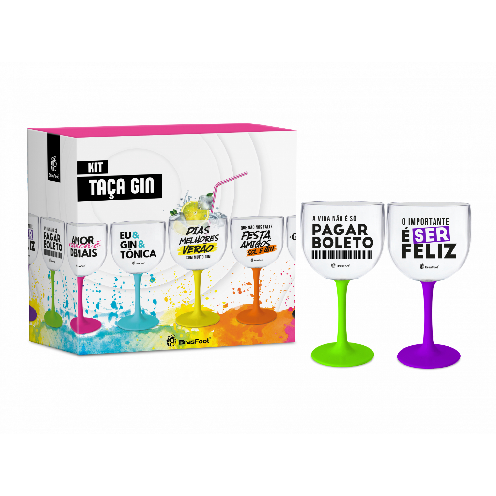 Kit 2 Taças Festas para Drinks Coquetéis Gin 580 ml - O Importante É Ser Feliz