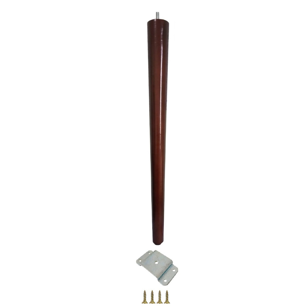 Pé Palito 60cm Parafuso 5/16 Madeira Pinus + Chapinha Chapa Metal Reta + Parafusos - JT HOME