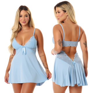 Camisola Feminina Sexy Costas Aberta Lingerie Sensual Com Renda Sem Bojo