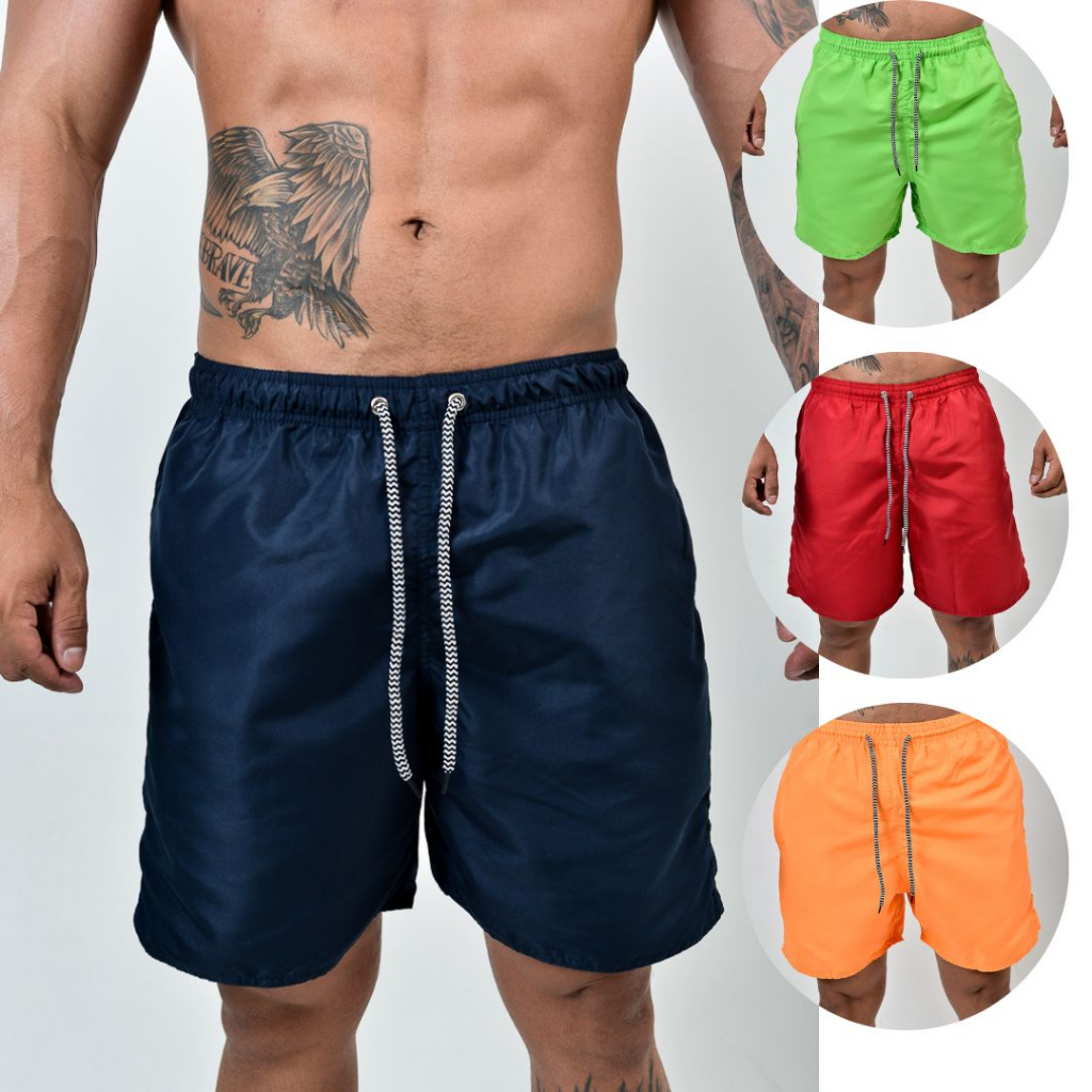 Short Masculino Bermuda Tactel Mauricinho Academia Praia Surf Natação Corrida Caminhada