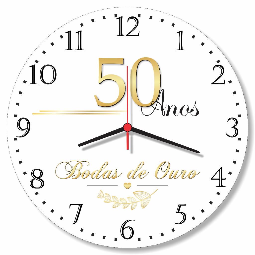Relogio Parede Bodas Ouro 50 Anos Presente Casamento Aniversário 30cm