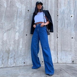 CALÇA WIDE LEG JEANS FEMININA
