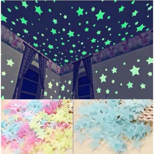 Estrelas Neon que Brilham no Escuro Fluorescentes 100unidades Decoração de Quarto para Teto de Criança PRONTO ENTREGA RJ