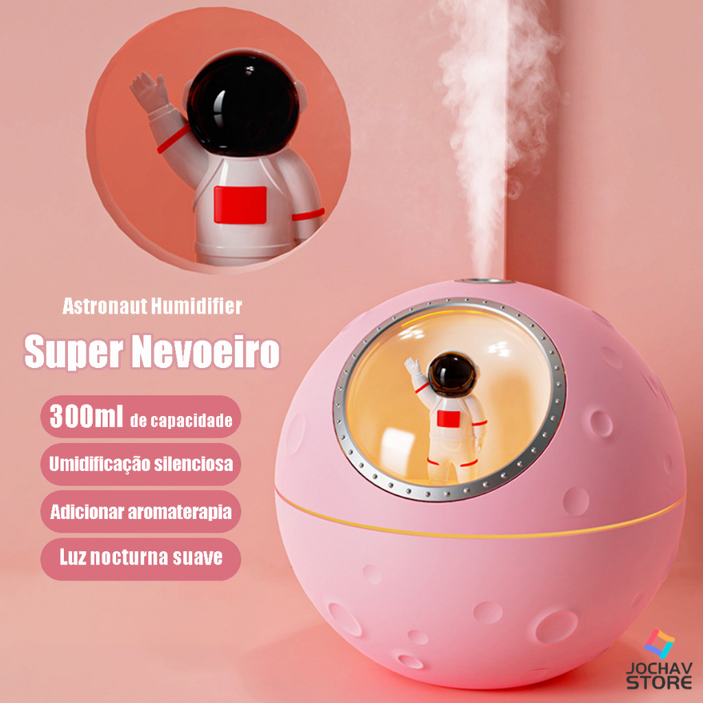 Astronauta Ultra-Sônico Umidificador De Ar Infantil E Aromatizador De Essencial Pessoal De Ambiente Capacidade 300ml