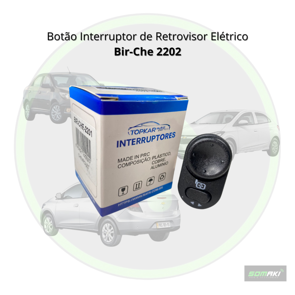 Comando Botão Interruptor Retrovisor Elétrico Biv-Che-2202 Chevrolet Corsa/ Astra /Meriva/ Zafira/ Vectra/ Agile