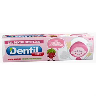Creme Dental Dentil Baby Sem Fluor Com Xilitol Camomila  Morango 50G em Oferta na Shopee