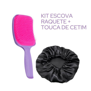 Kit Um Escova Raquete + Um Touca Cetim
