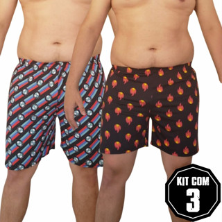 KIT 3 SAMBA CANÇÃO PLUS SIZE ADULTO ESTAMPADO PERSONAGENS MASCULINO