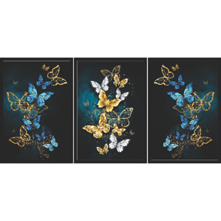 Quadro Decorativo Abstrato Formas Geometricas Coloridas Borboletas