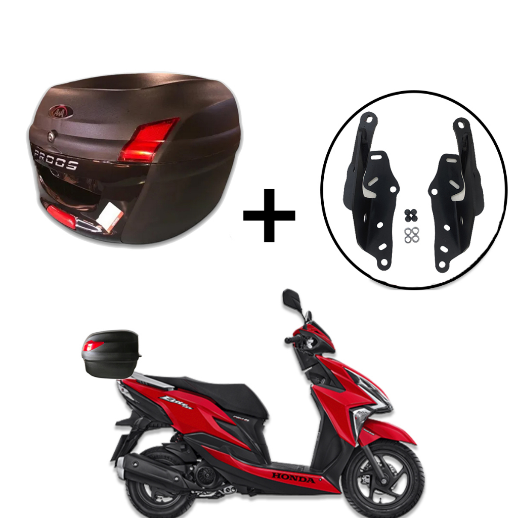 Baú para moto Awa Proos 34 Litros com Suporte para Baú Honda Elite 125 até 2024 em Oferta na Shopee