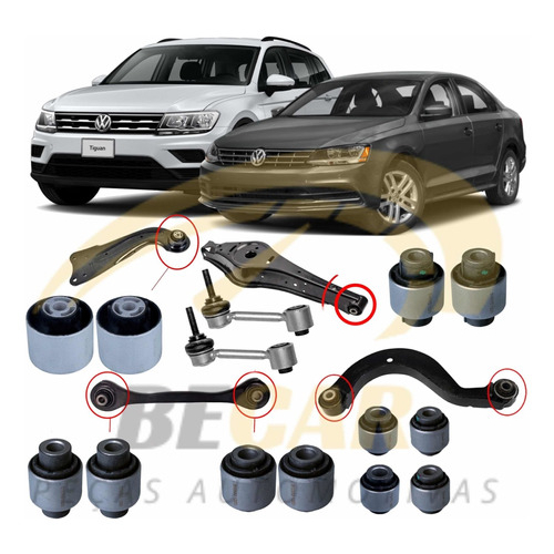 Kit Bucha Bieleta Suspensão Traseira Tiguan Jetta Golf