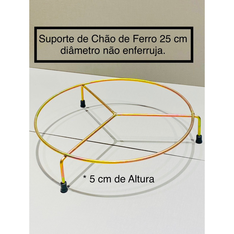 Suporte de Vasos para Plantas redondo Dourado 25 cm diâmetro de Chão Rasteiro ele não enferruja .