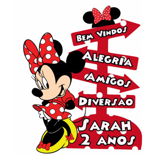 Display MDF de chão - Minnie Vermelho Personalizado (INFORME NOME E IDADE NO CHAT AO VENDE...