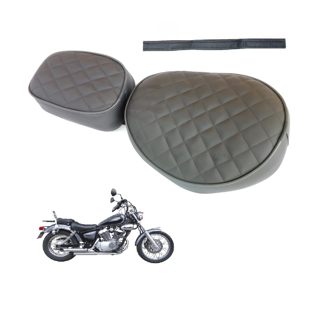 Kit - Capa do Banco + Sissy Bar + Cinta Yamaha Virago 250 - Café Racer De 1994 a 2002