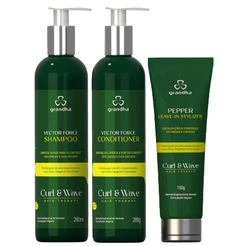 Kit Home Care para Cachos e Crespos Vector Force Curl Wave para Manutenção e Cuidado para Cabelos Cacheados e Ondulados