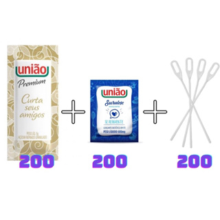 KIT 200 SACHE AÇUCAR 200 SACHE ADOÇANTE 200 MEXEDOR em Oferta na Shopee