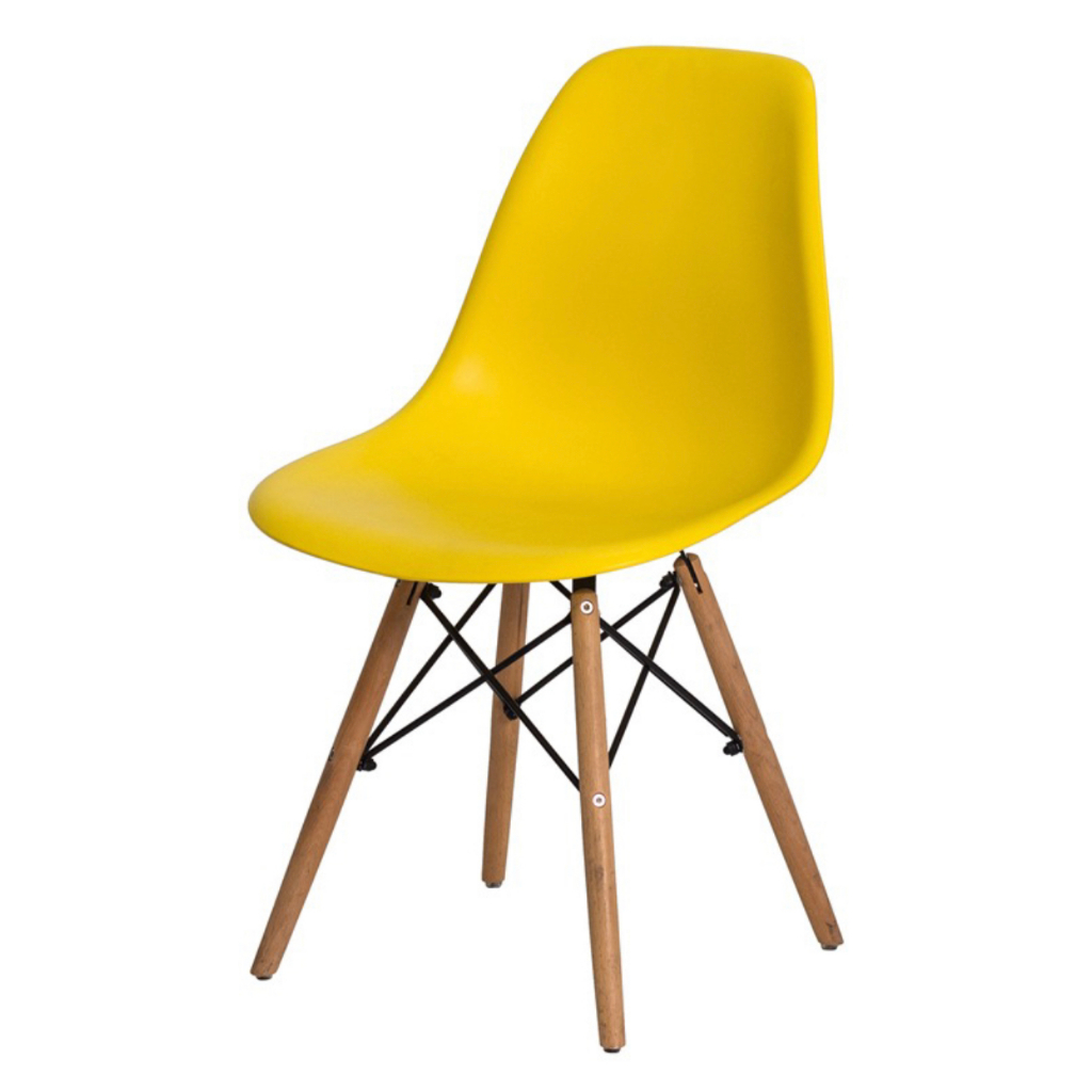 Cadeira Charles Eames Eiffel Wood AMARELA Para Escrivaninha Escritório Pés De Madeira Decoração Externa e Interna