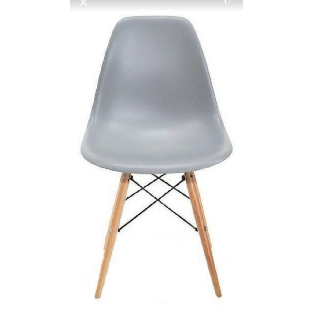 Cadeira Charles Eames Eiffel Wood CINZA Para Escrivaninha Escritório Pés De Madeira Decoração Externa e Interna