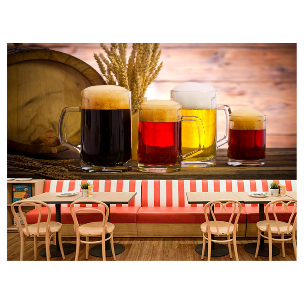 Papel de Parede Alimento Adesivo Decorativo Decoração Lanchonete Adega Cerveja Chopp Vinho - AL105