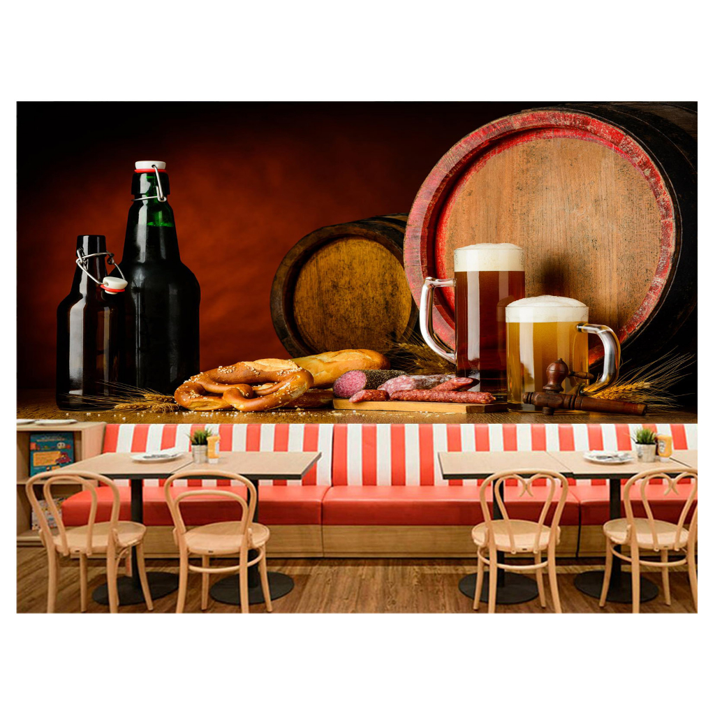 Papel de Parede Alimento Adesivo Decorativo Decoração Lanchonete Adega Cerveja Chopp Vinho - AL106