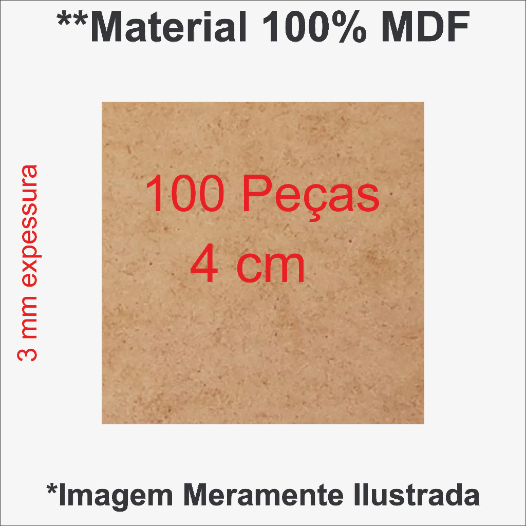 100 Bolacha Quadrada 4 cm MDF 3MM em Oferta na Shopee