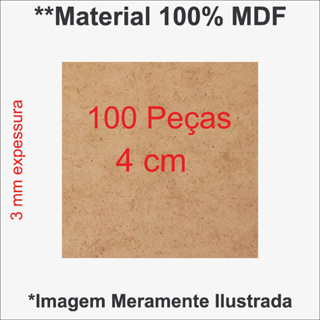 100 Bolacha Quadrada 4 cm MDF 3MM em Oferta na Shopee