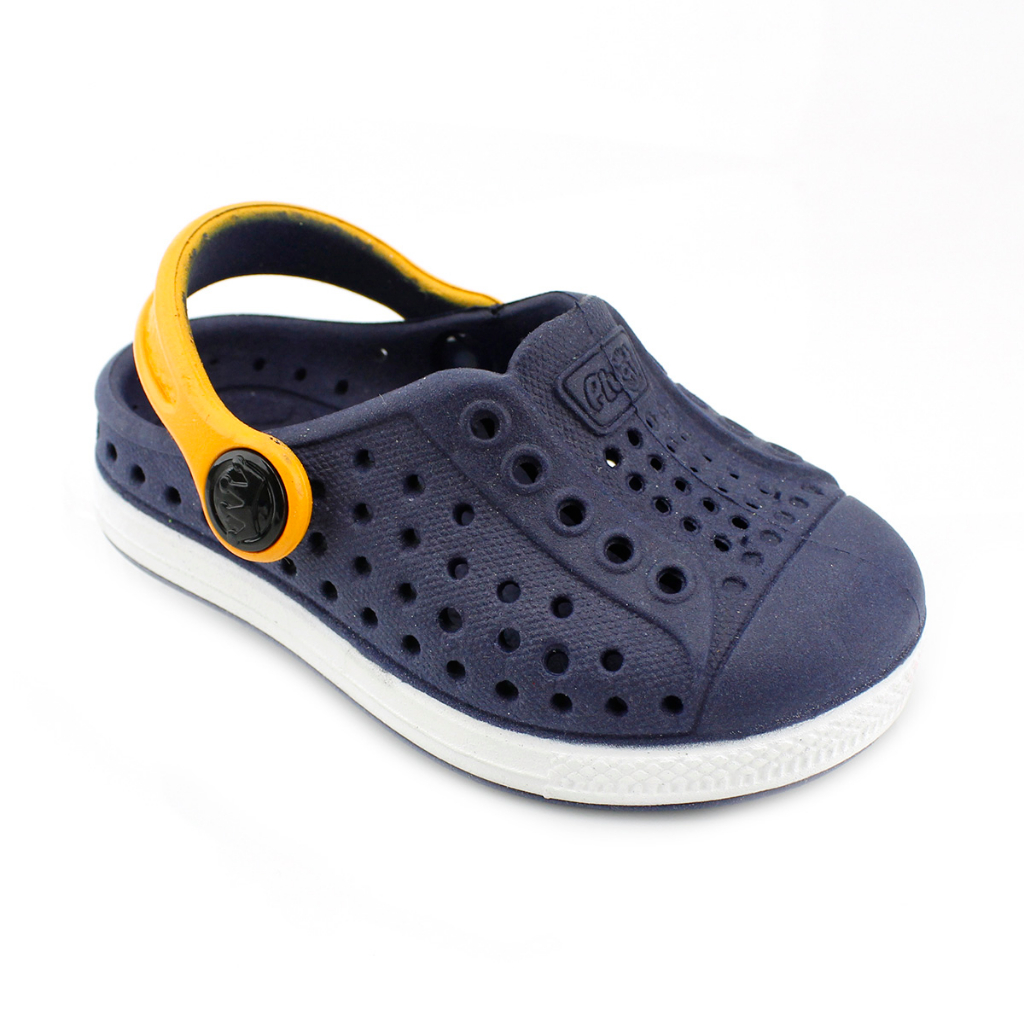 Sandália Babuche Infantil Menino Básico Liso Marinho E Laranja 19/20