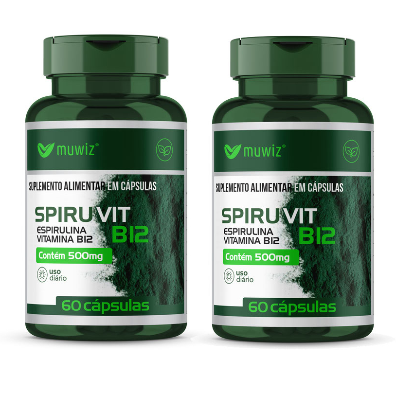 Kit 2x Espirulina B12 120 cápsulas (total) 500mg Spiruvit Muwiz