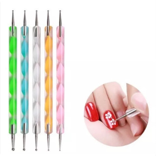 Kit 5 Boleadores Pinceis Ponta Dupla Decoração De Unha