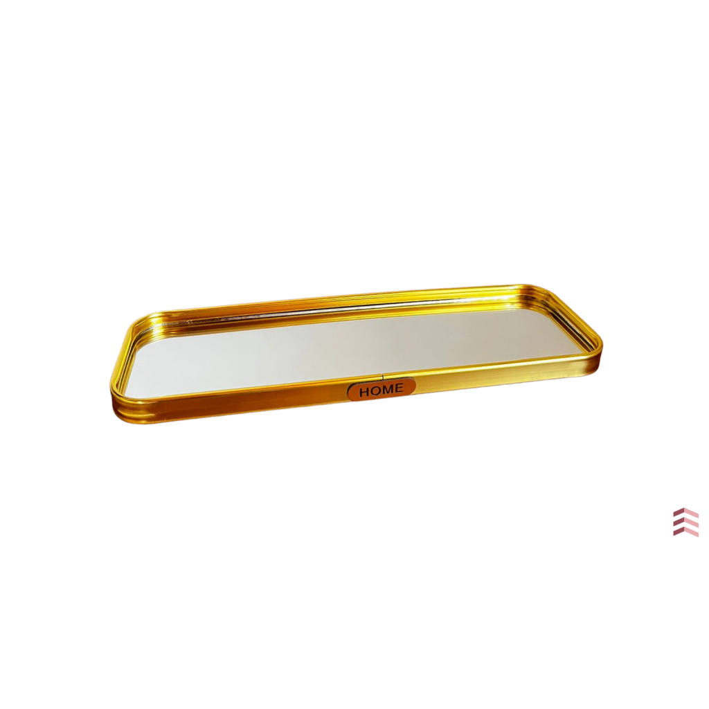 Bandeja Decorativa Metal Retangular Dourada Espelhada Porta Perfume Porta Sabonete