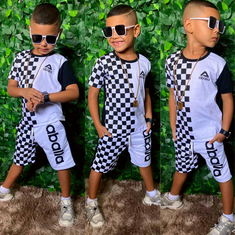 conjunto infantil juvenil kit 2 peças bermuda e camiseta manga curta barato 2 a 16 anos no Estilo
