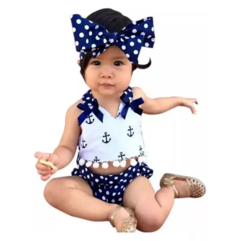 Conjunto Bebe Menina Com Calcinha Rica Tapa Frauda Top Verão