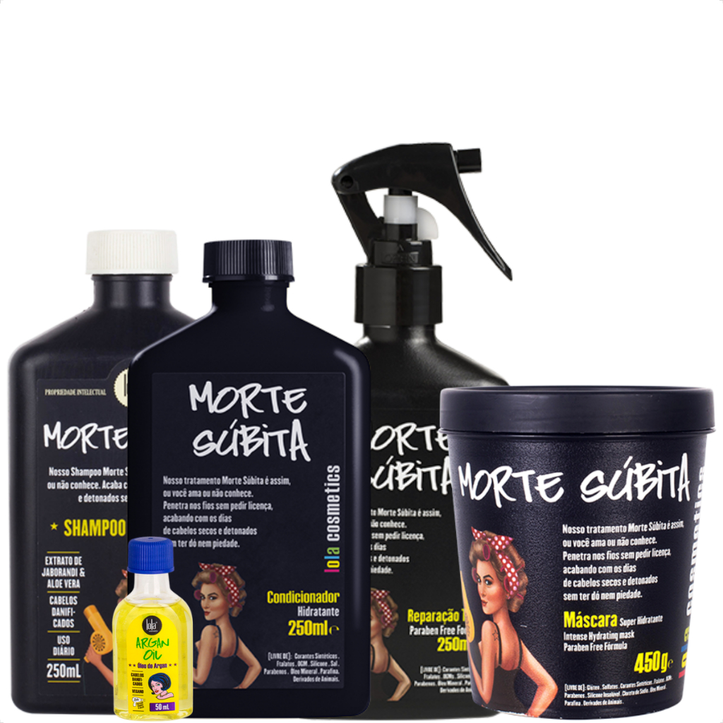 Kit Morte Súbita Shampoo, Condicionador, Reparação Total e Mascara + Oleo argan 50ml Lola Cosmetics