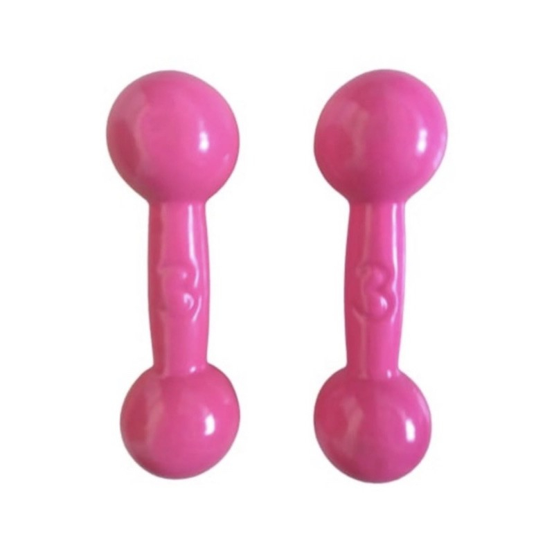 Par de Halter Emborrachado Academia Musculação 3 kg Rosa ou Preto em Oferta na Shopee