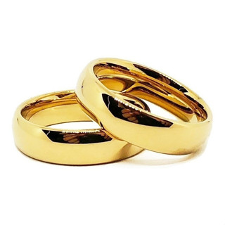 Par de Alianças 6mm Feita em Tungstênio Legítimo com Banhos de Ouro 18K