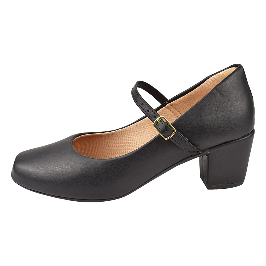 Sapato Scarpin Feminino Boneca Donatella Bico Quadrado Salto Alto Bloco Santorine Fivela — imagem 2 de 2