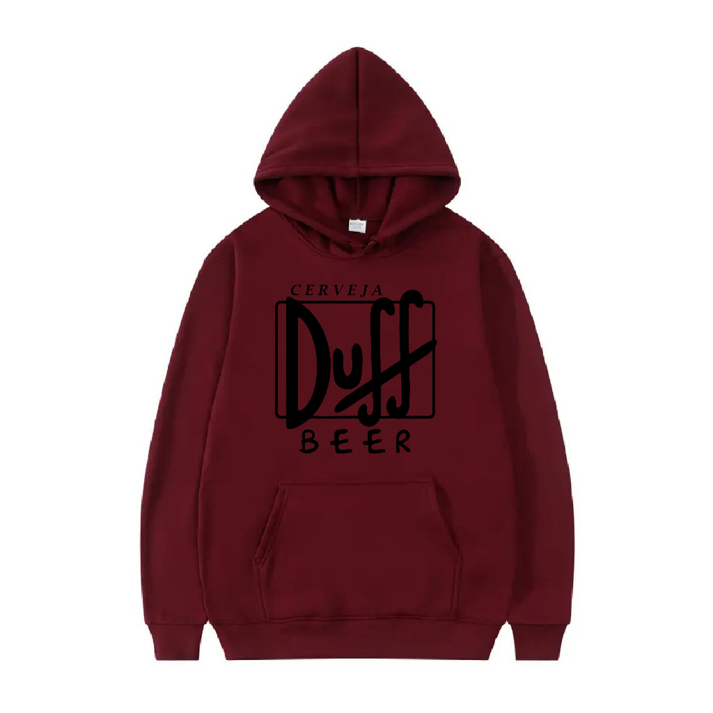 Blusa Moletom Canguru Capuz E Bolso Flanelado unissex Duff Cerveja Simpsons