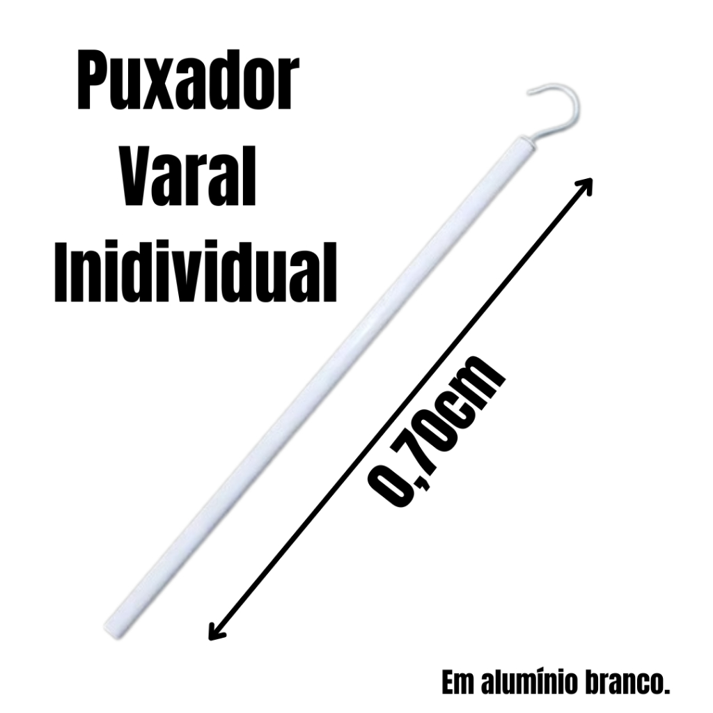 Puxador Gancho Haste Com 70cm e 100cm Para Varal Individual Teto