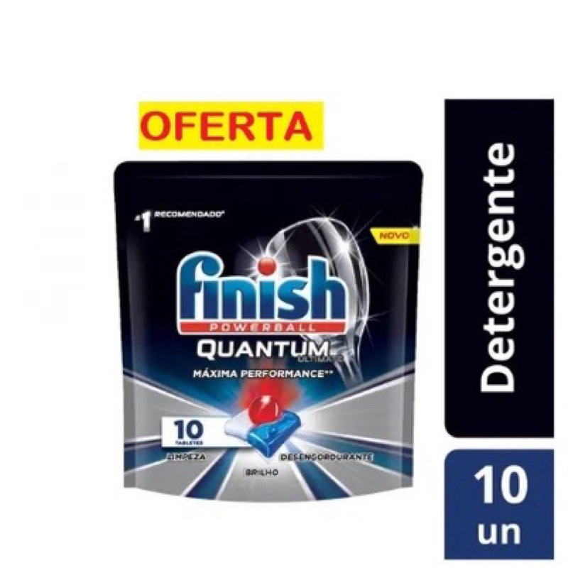 Detergente Lava-Louças Finish Quantum Ultimate c/ 10 tabletes.