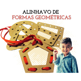 Rêf 075 - Jogo Pedagógico Alinhavo de FORMAS GEOMÉTRICAS Brinquedos Didáticos Educativos de madeira Montessori Sensorial