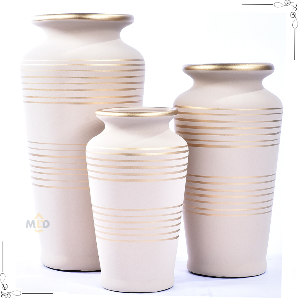 Kit 3 Peças Conjunto Cerâmica Enfeite Rack Completo Vaso Grande Aparador Sala Conjunto Objeto Decoração painel estante