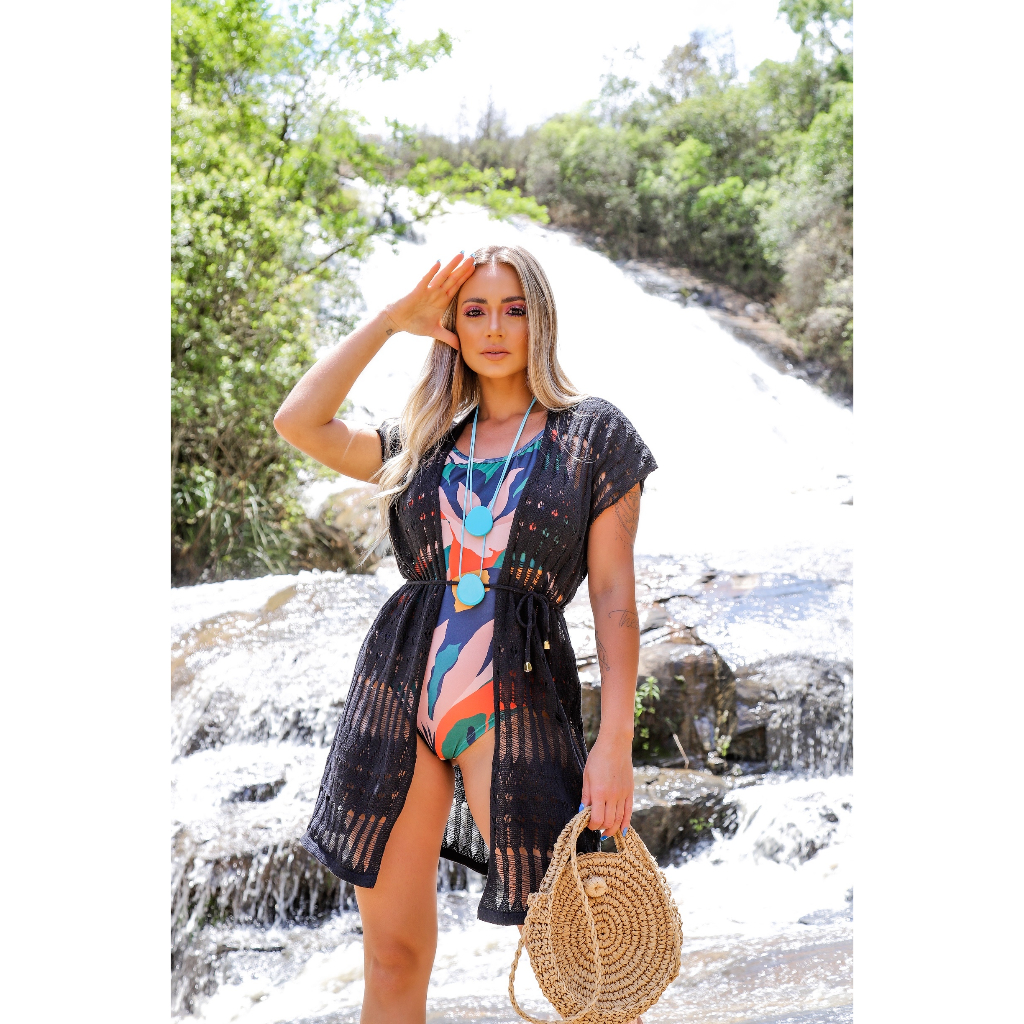 Saida Praia Feminina Regata Curta Aberta Tricot