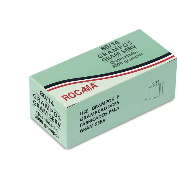 Grampo Para Grampeador Tapeceiro Rocama Caixa Com 3000 Grampos 80/14