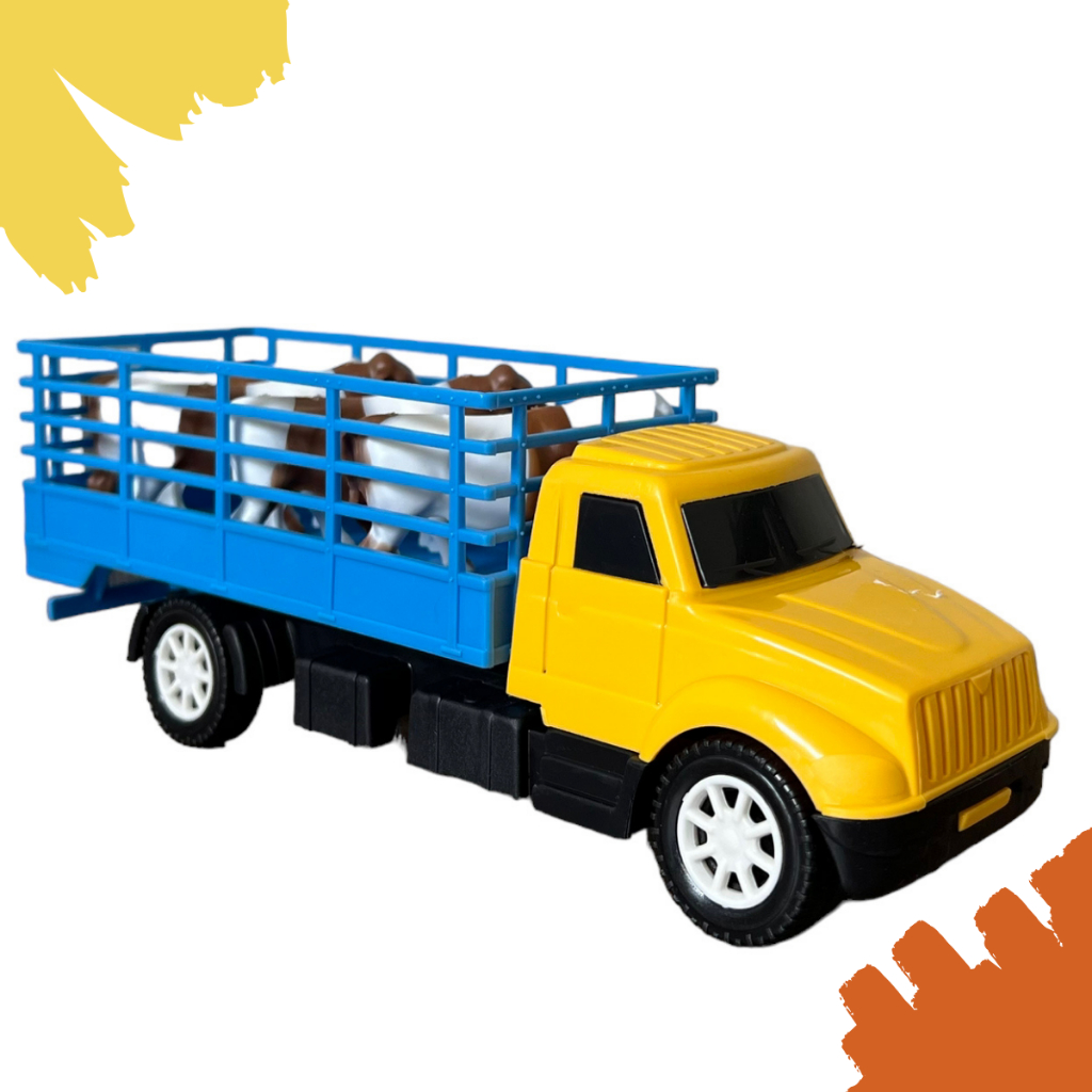 Brinquedo Caminhão Com 4 Bois Fazendinha Brinquedo Resistente Brincadeira de Transporte Menino