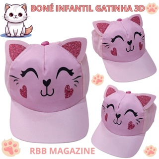 Boné menina gatinha 3D infantil em Oferta na Shopee