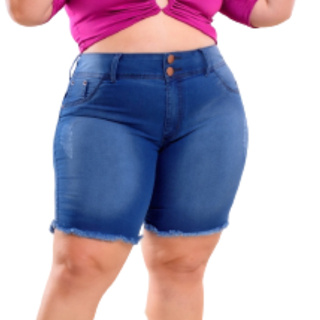 Short bermuda Jeans Plus Size Pedal Feminino Cintura Alta elastano em Oferta na Shopee