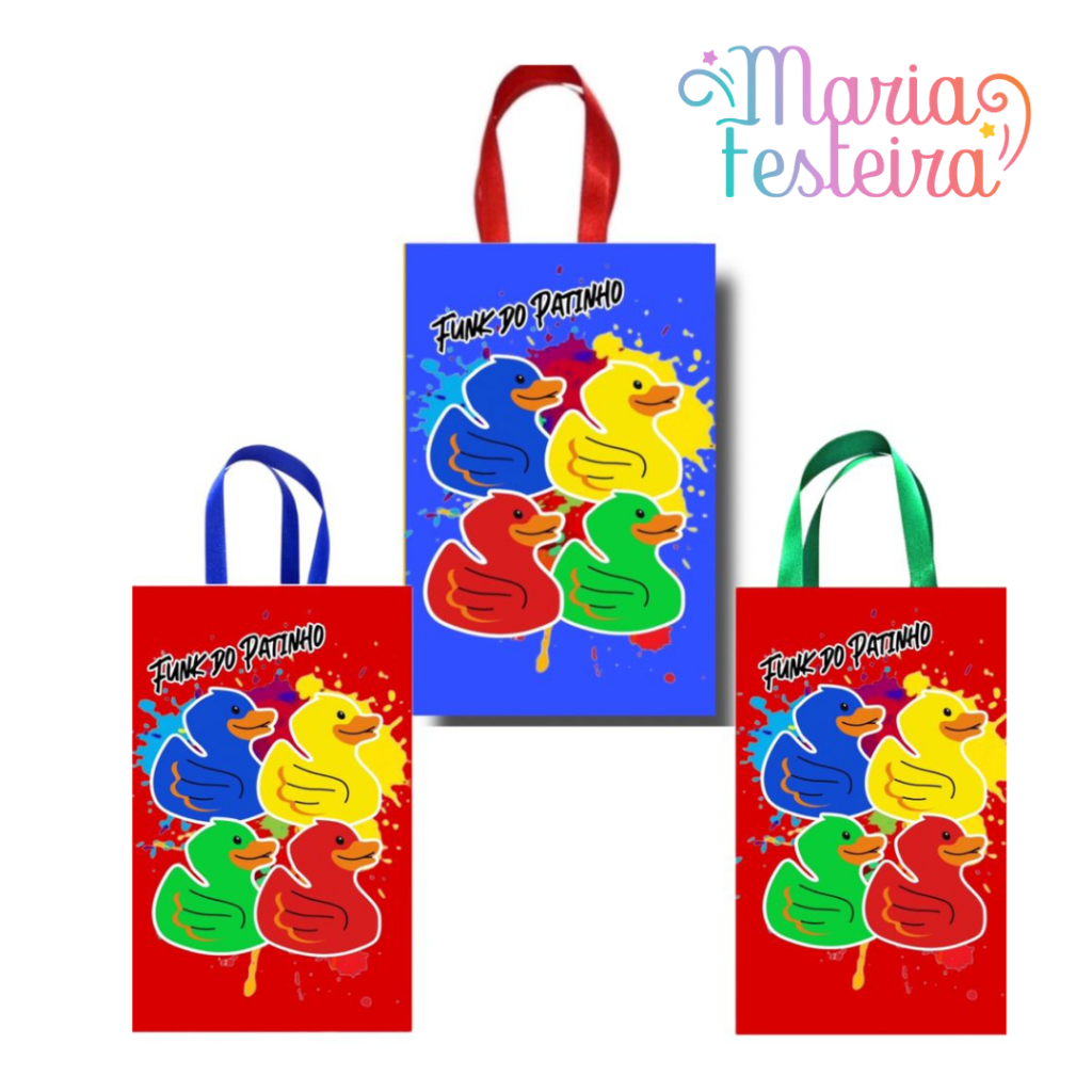 15 Sacolas personalizadas no Tema Bento e Totó Funk do Patinho Tamanho 16x10x4cm