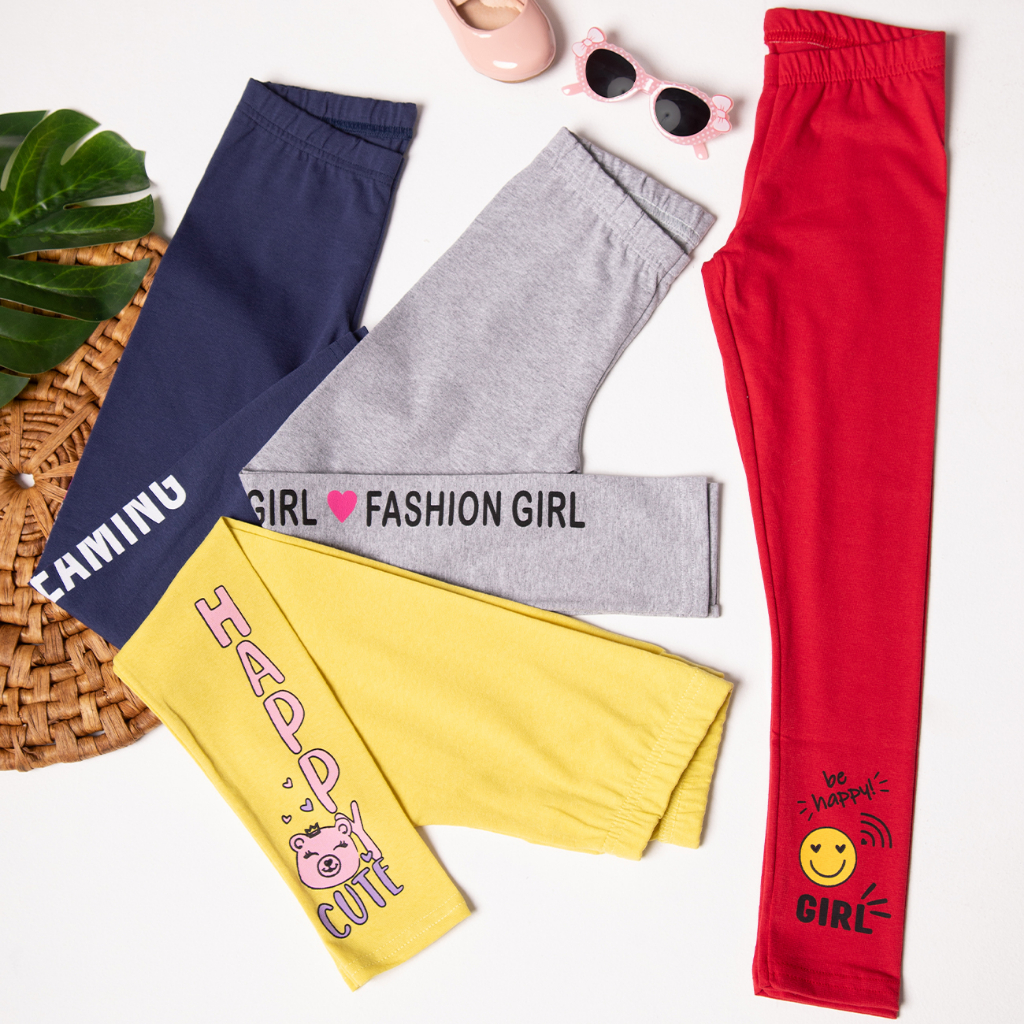 Kit Sortido de 4 Calças Leggings de Cotton para Meninas Tamanho 2 ao 10 Roupa Infantil Menina Bebê Kit Sortido de 4 Calças Leggings de Cotton para Meninas Tamanho 2 ao 10 Roupa Infantil Menina Bebê