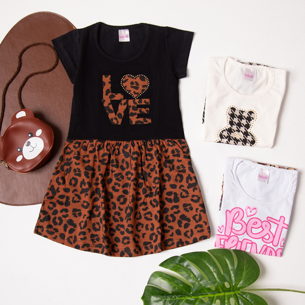 Kit 3 Vestidos Menina Infantil Feminino Cotton Tamanho 1 ao 10